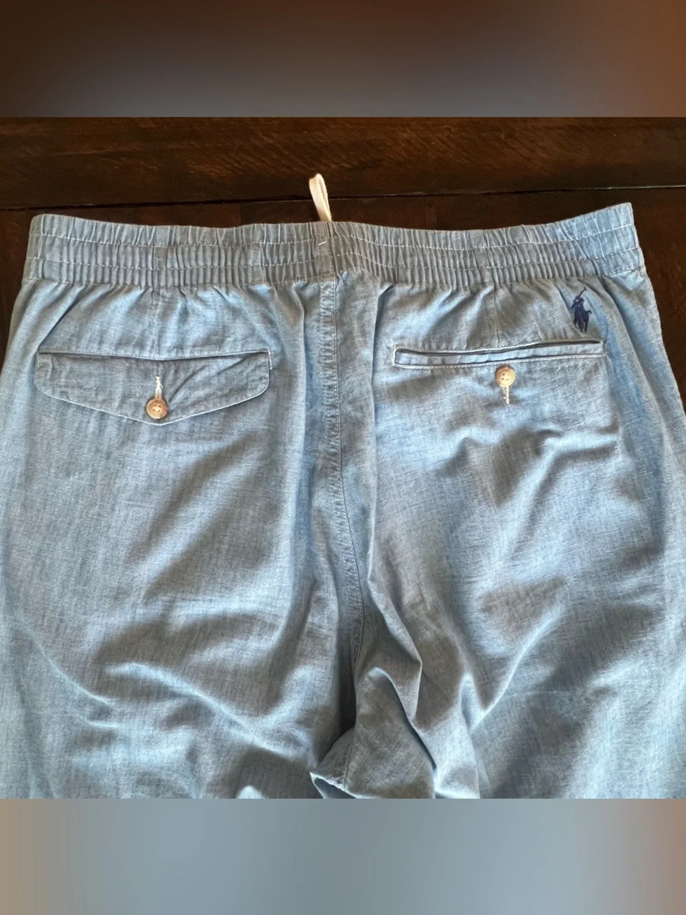 Polo Ralph Lauren Chambray Drawstring Pants Men XL Blue Cotton